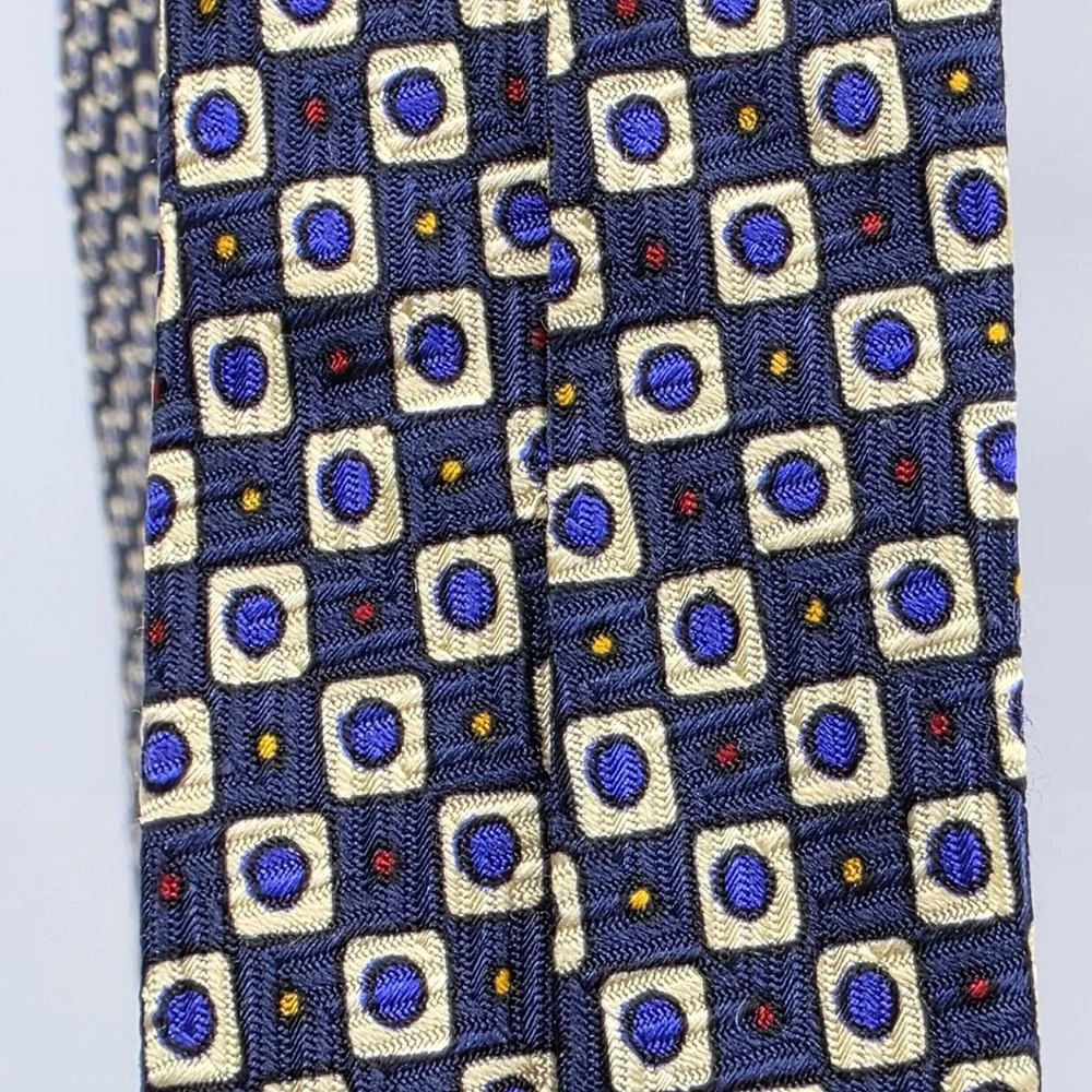 Vintage Polo Ralph Lauren Silk Tie Geometric Square Hand Woven Multicolor 54